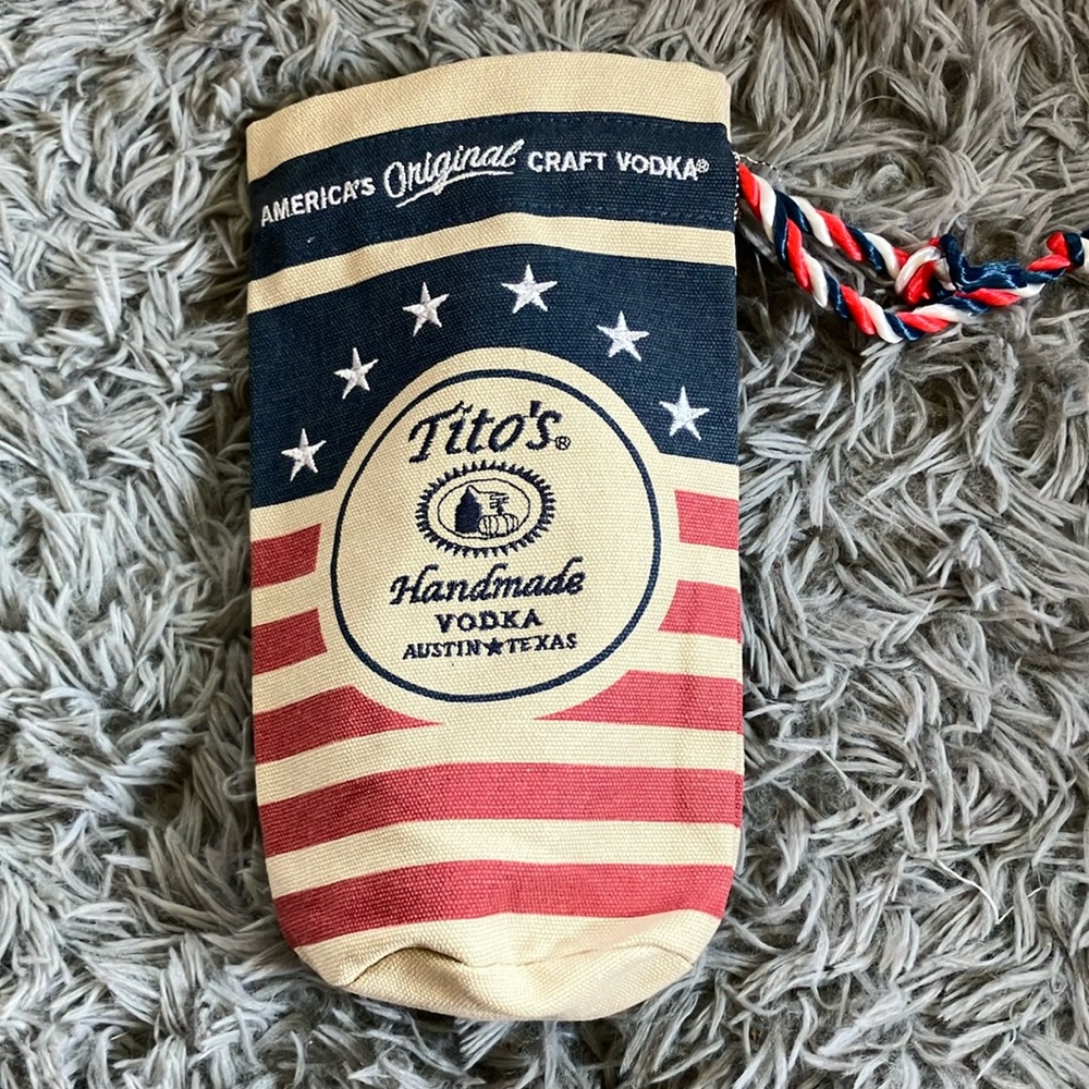 Titos Handmade Vodka Bottle Bag Drawstring Collectible Canvas 750ml Austin Texas